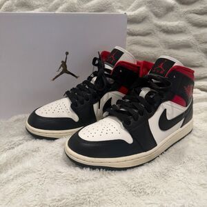 Women's Nike Air Jordan 1 Mid Black/Gym Red/Sail - Size 8